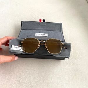 Thom Browne Gold titanium Mirrored Sunglasses